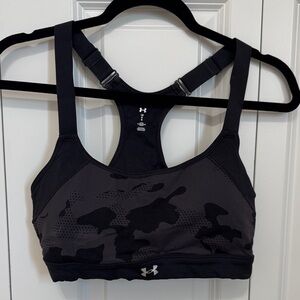 Under Armour Black and Charcoal Camo Performance Sports Bra